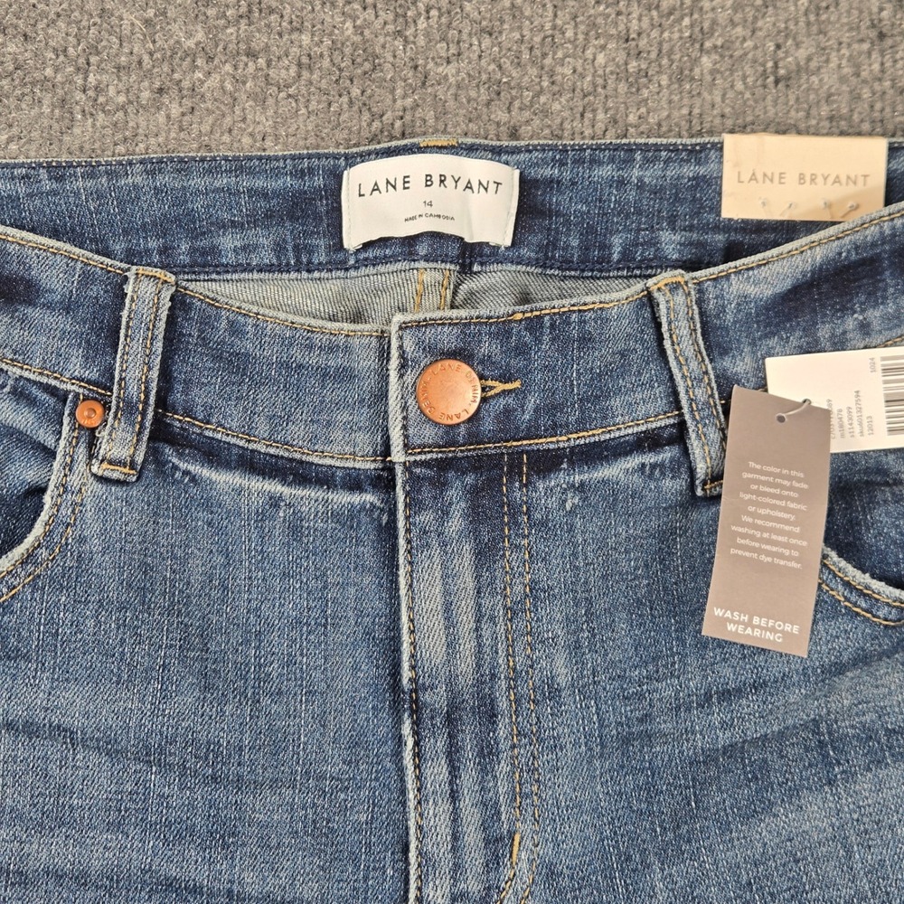 Lane Bryant Boyfriend Jeans Womens 14 Blue New Mid-Rise Cuffed Denim NWT - Picture 3 of 15